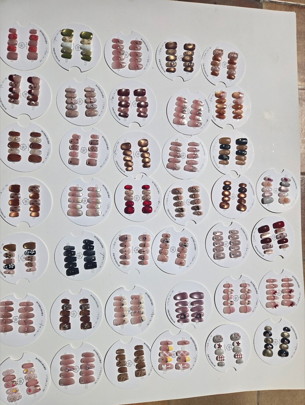 Assorted Press-On Nail Sets - Neutral, Pink, Burgundy, Gold Accents